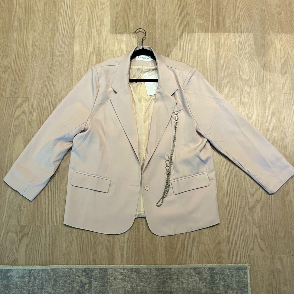 Yesstyle Oversized Cream Blazer with Chains